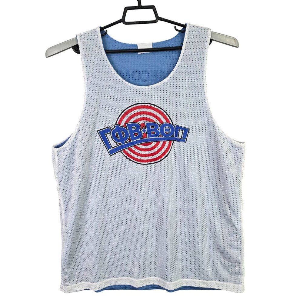Mens Sport-Tek Reversible White & Blue Mesh Tank Top 100% Polyester Size XL